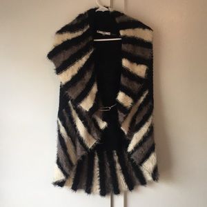 Striped Eyelash Faux Fur Vest Size S/M